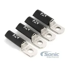 NVX XRTC4 4 Gauge Solid Copper Ring Terminals with Shrink Tubing (4 Pack)