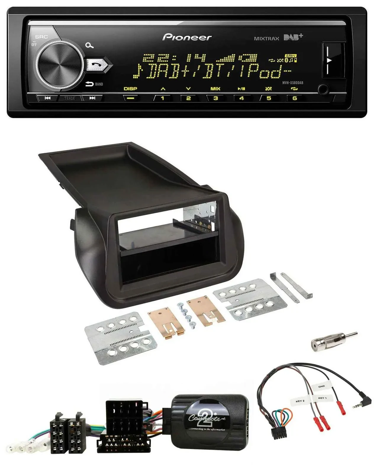 Автомагнитола Pioneer Bluetooth, USB, DAB, поддержка кнопок на руле, для Fiat Fiorino (с 2008)