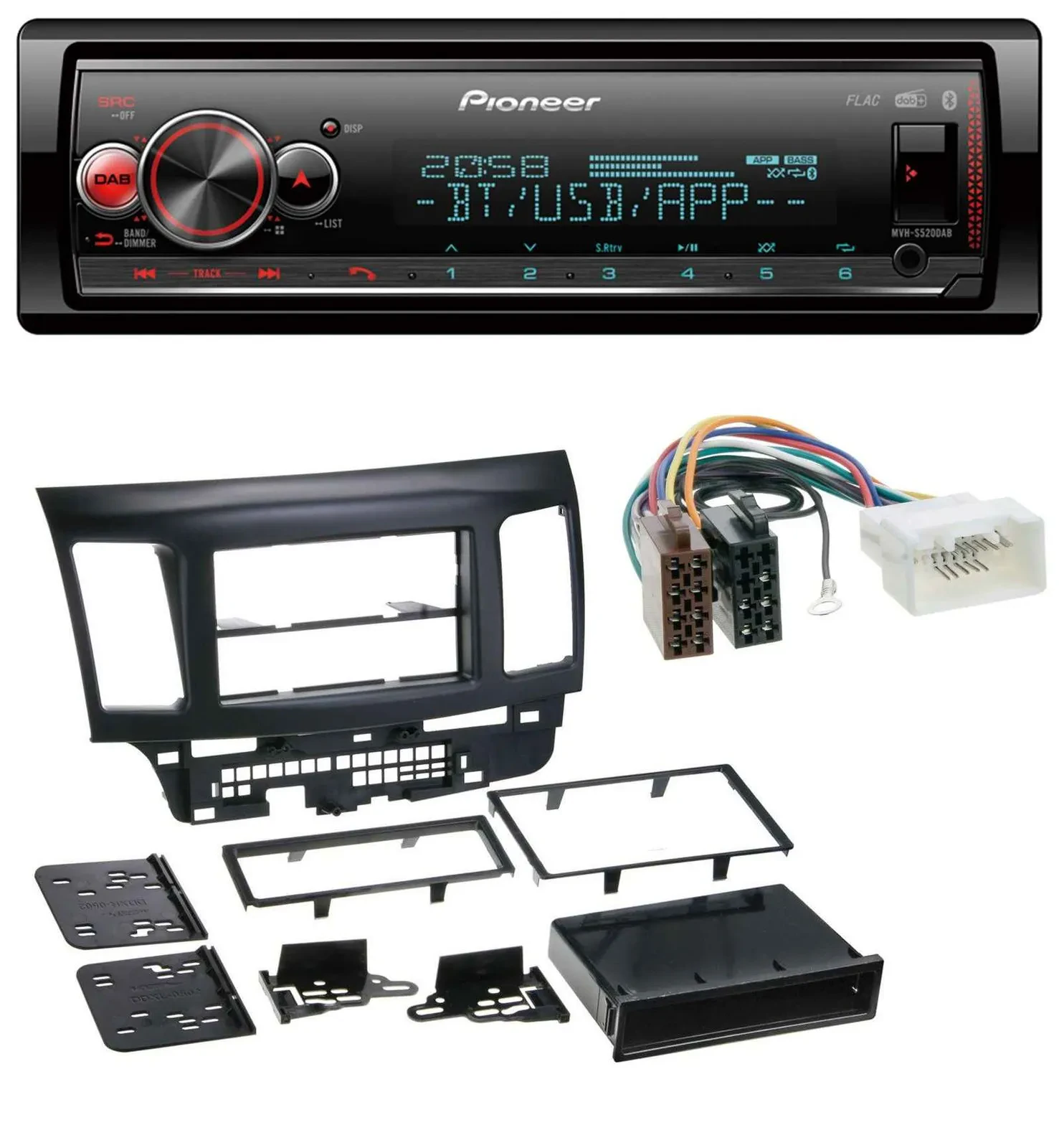 Pioneer Bluetooth USB MP3 DAB Autoradio für Mitsubishi Evo Lancer (ab 2008)