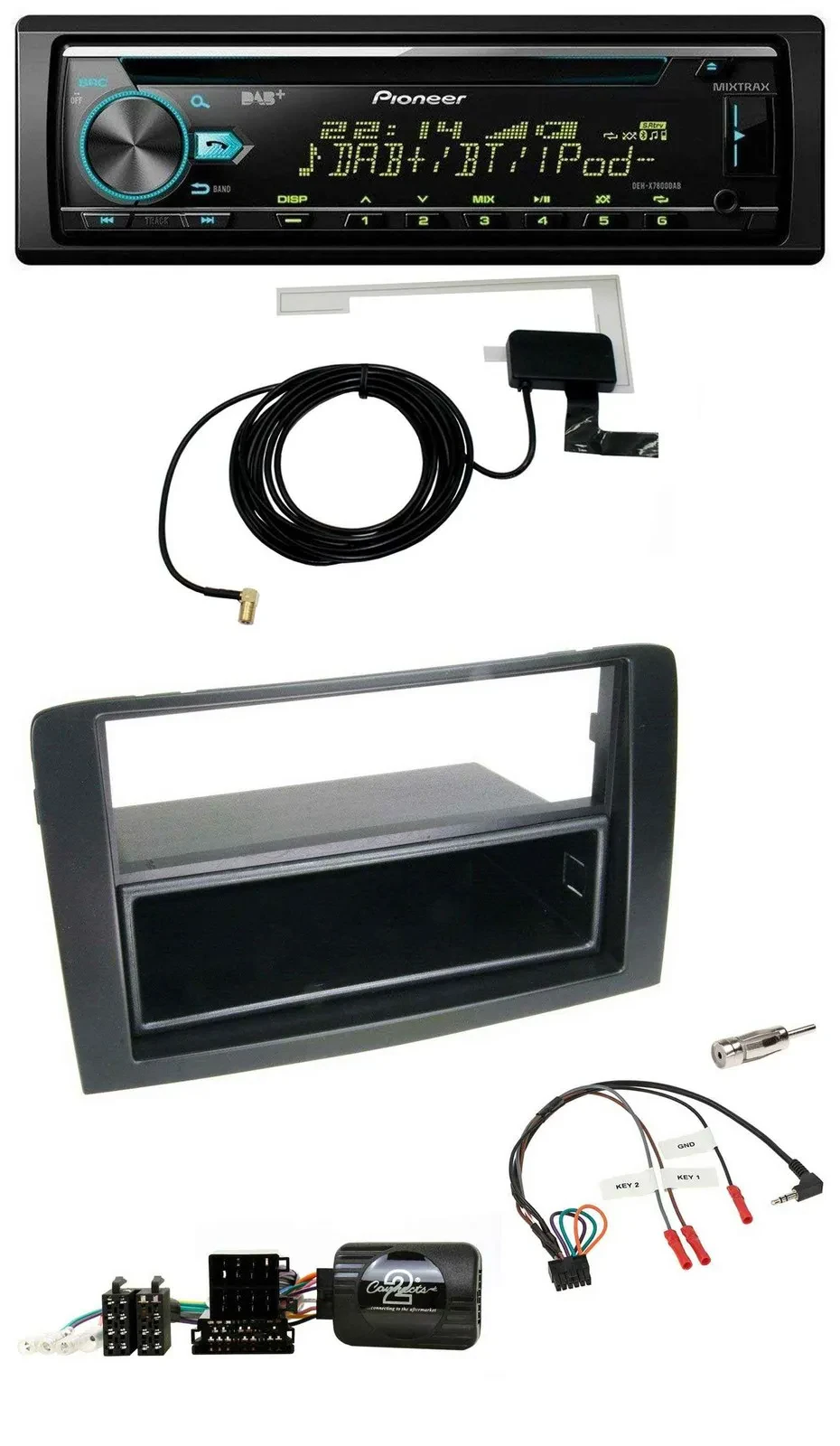 Автомагнитола Pioneer CD/USB/DAB MP3 для Fiat Idea 2006–2012 черная