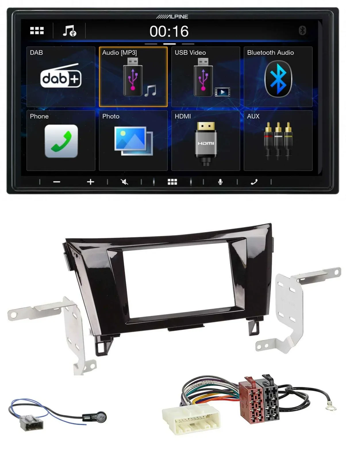 Alpine Bluetooth 2DIN MP3 DAB USB Autoradio für Nissan Qashqai X-Trail ab 14