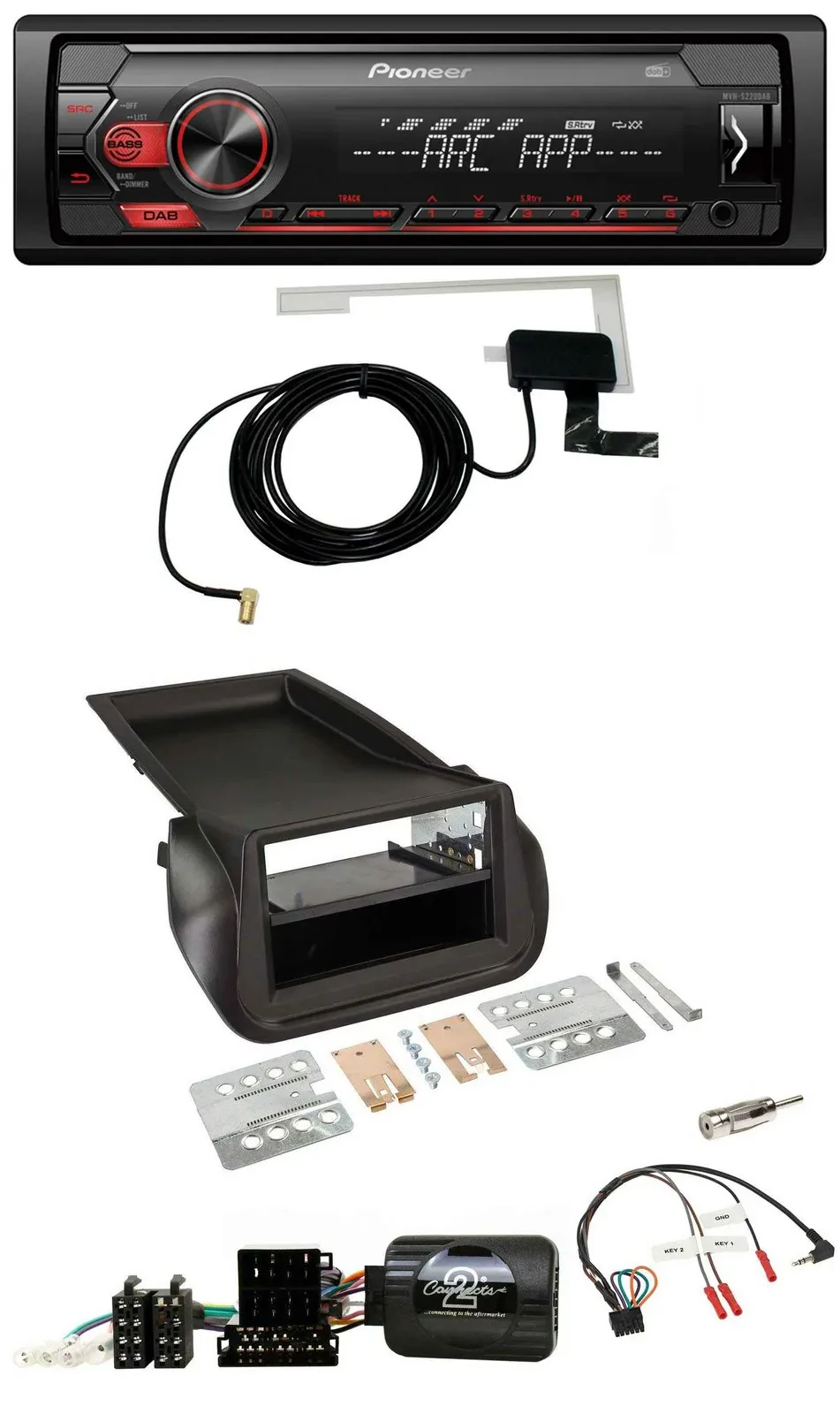 Автомагнитола для FIAT Fiorino Pioneer 1-DIN, USB, DAB, MP3, поддержка кнопок на руле