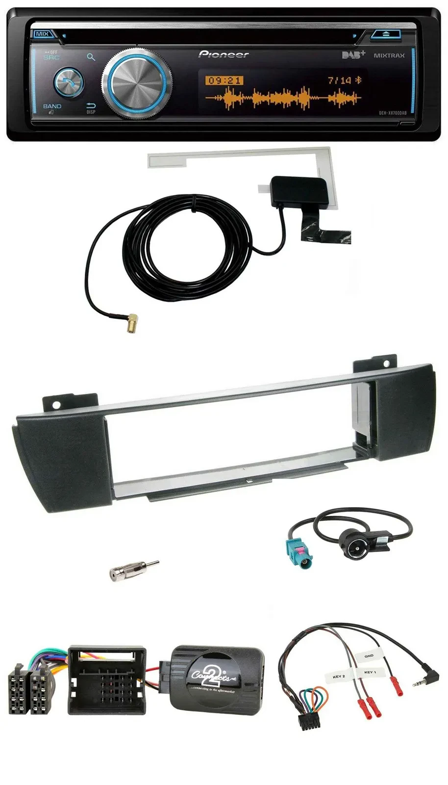 Pioneer Bluetooth DAB Lenkrad USB CD Autoradio für BMW X3 E83 2004-2010 mittig