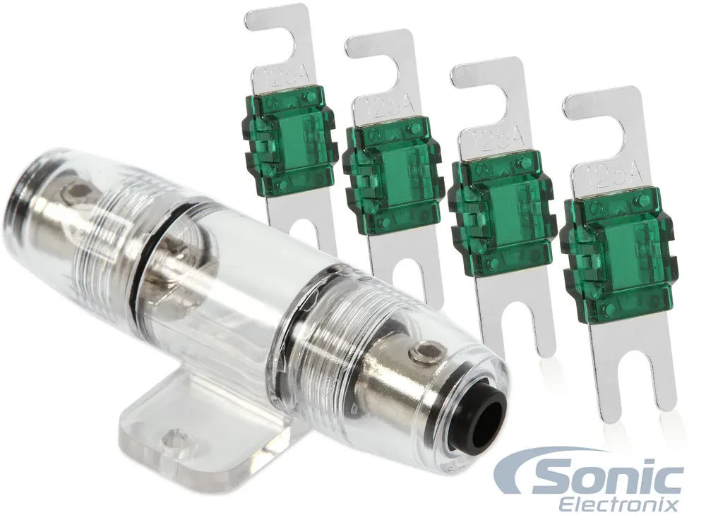 Belva BMANL125 4-Pack 125A Nickel-Plated MANL Fuses + Fuse Holder