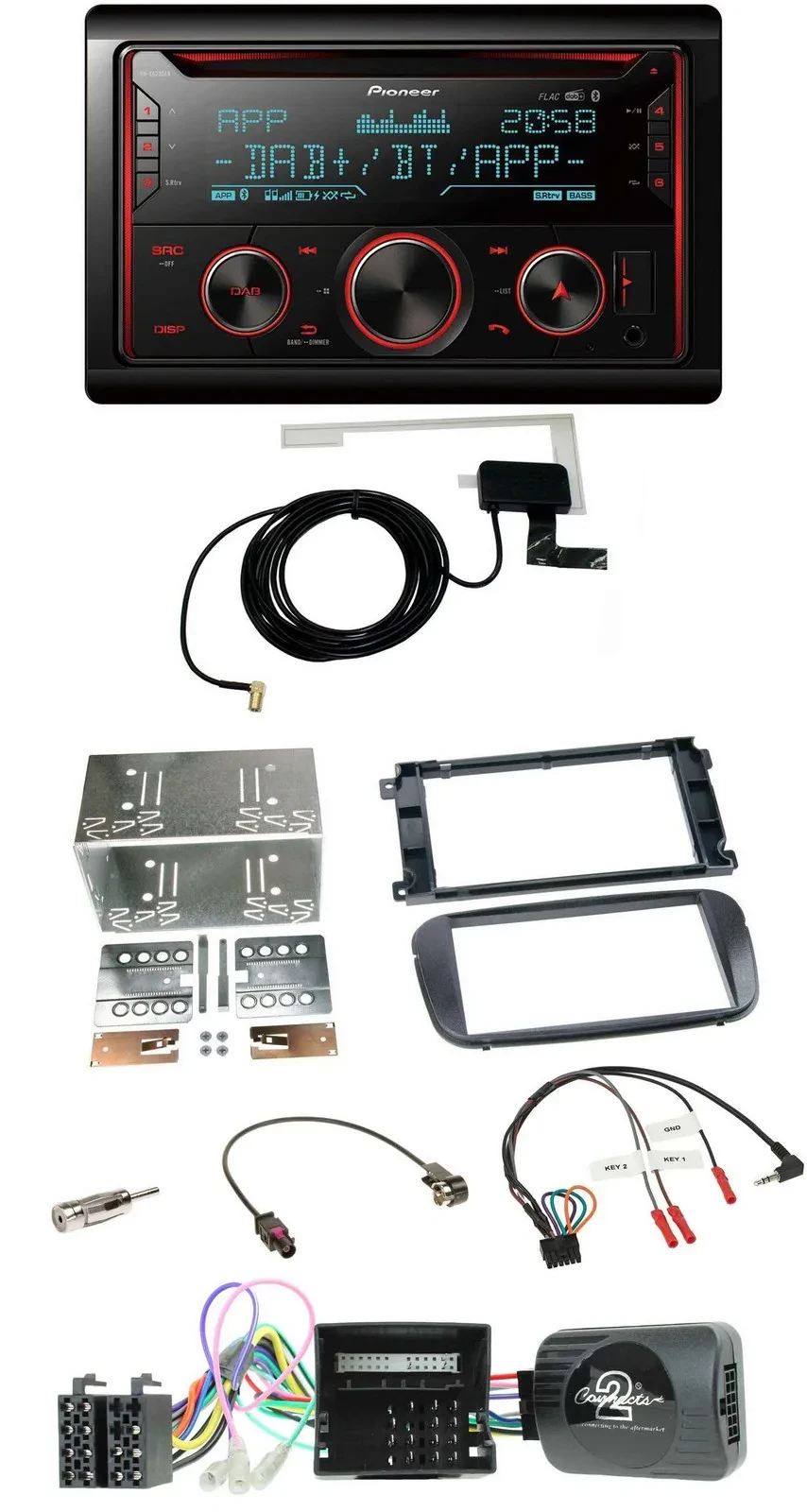 Автомагнитола для Ford S-Max/Mondeo Pioneer 2 DIN, DAB, USB, CD, Bluetooth, поддержка кнопок на руле