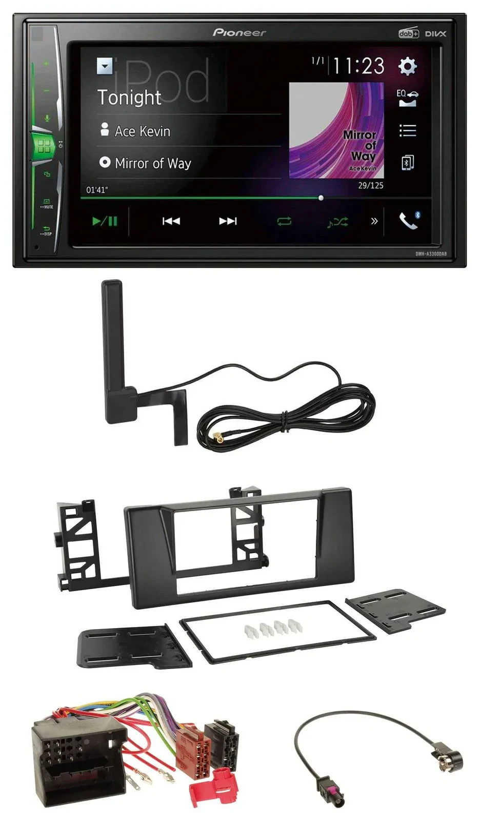Автомагнитола Pioneer 2DIN, MP3, DAB, AUX, Bluetooth для BMW 5 серии (E39) и X5, Quadlock
