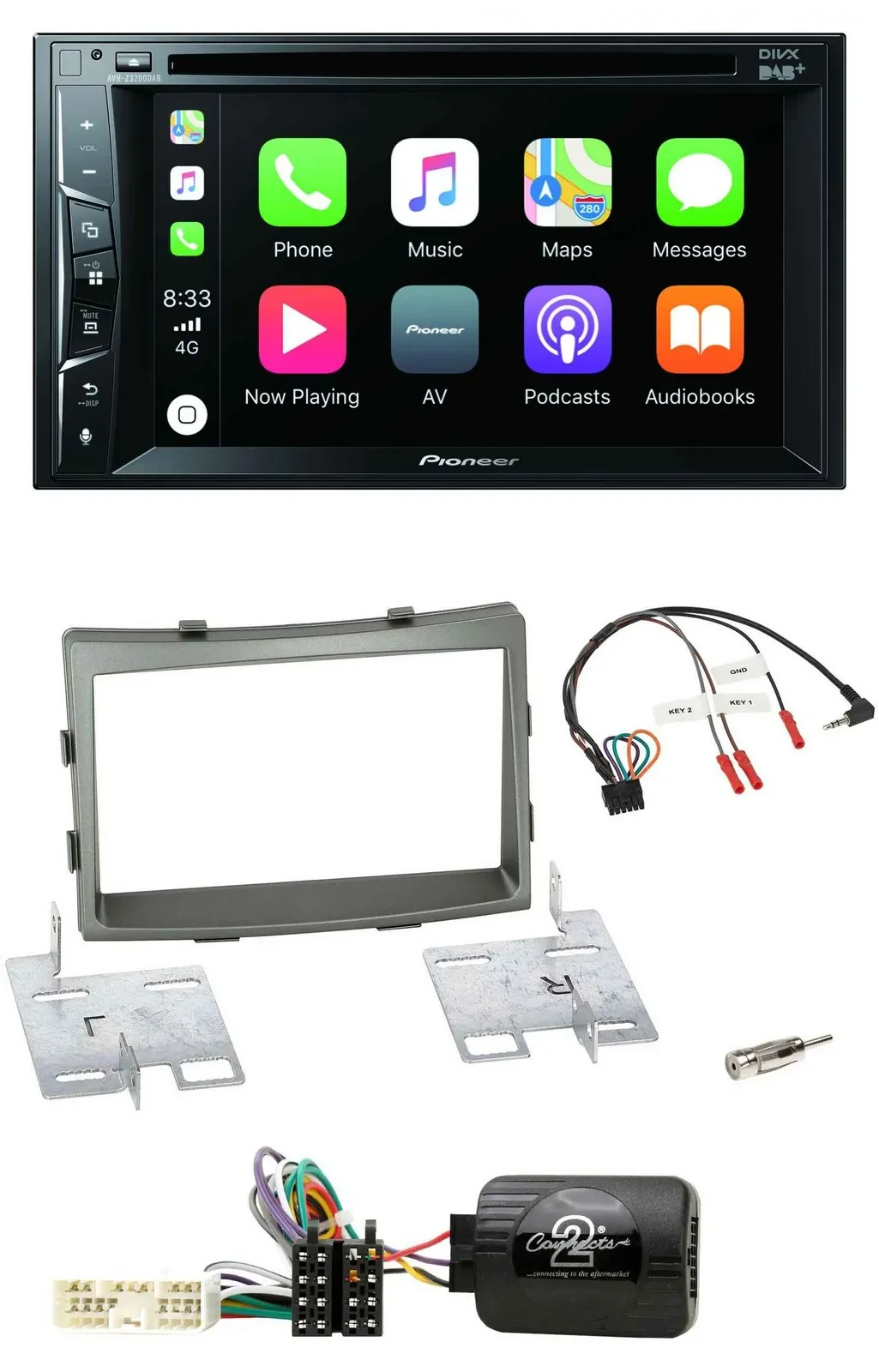 Pioneer Lenkrad USB DVD Bluetooth DAB 2DIN Autoradio für SSangYong Rodius ab 201