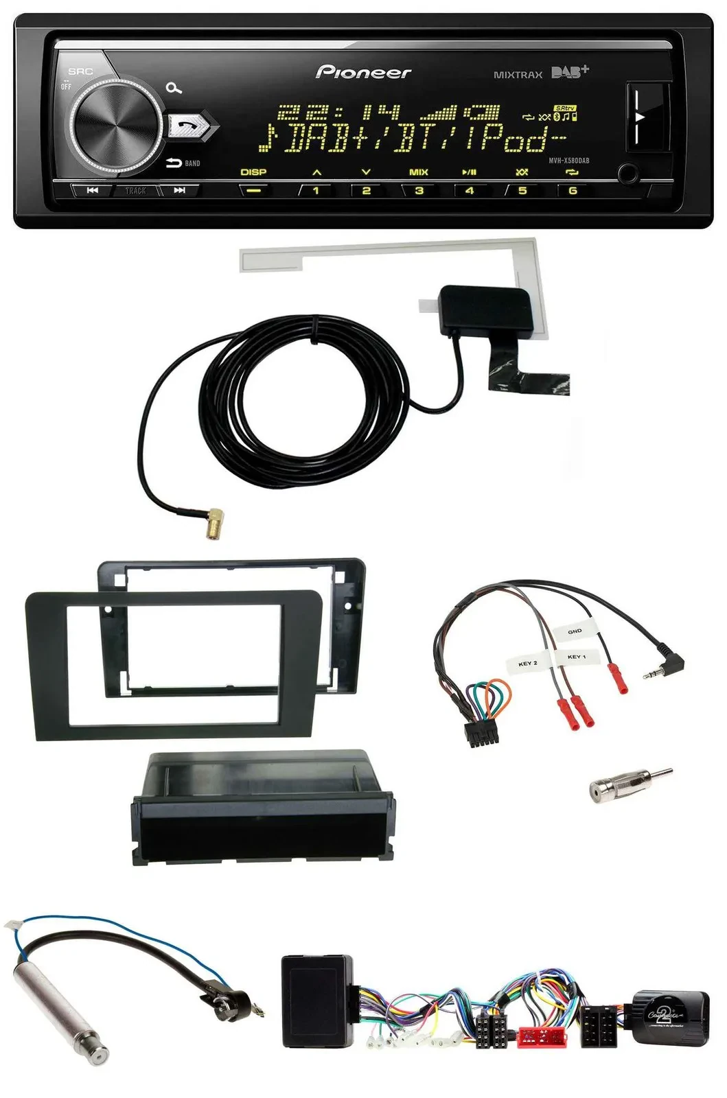 Автомагнитола Pioneer Bluetooth, DAB, USB, совместимая с кнопками на руле, для Audi A3, ISO