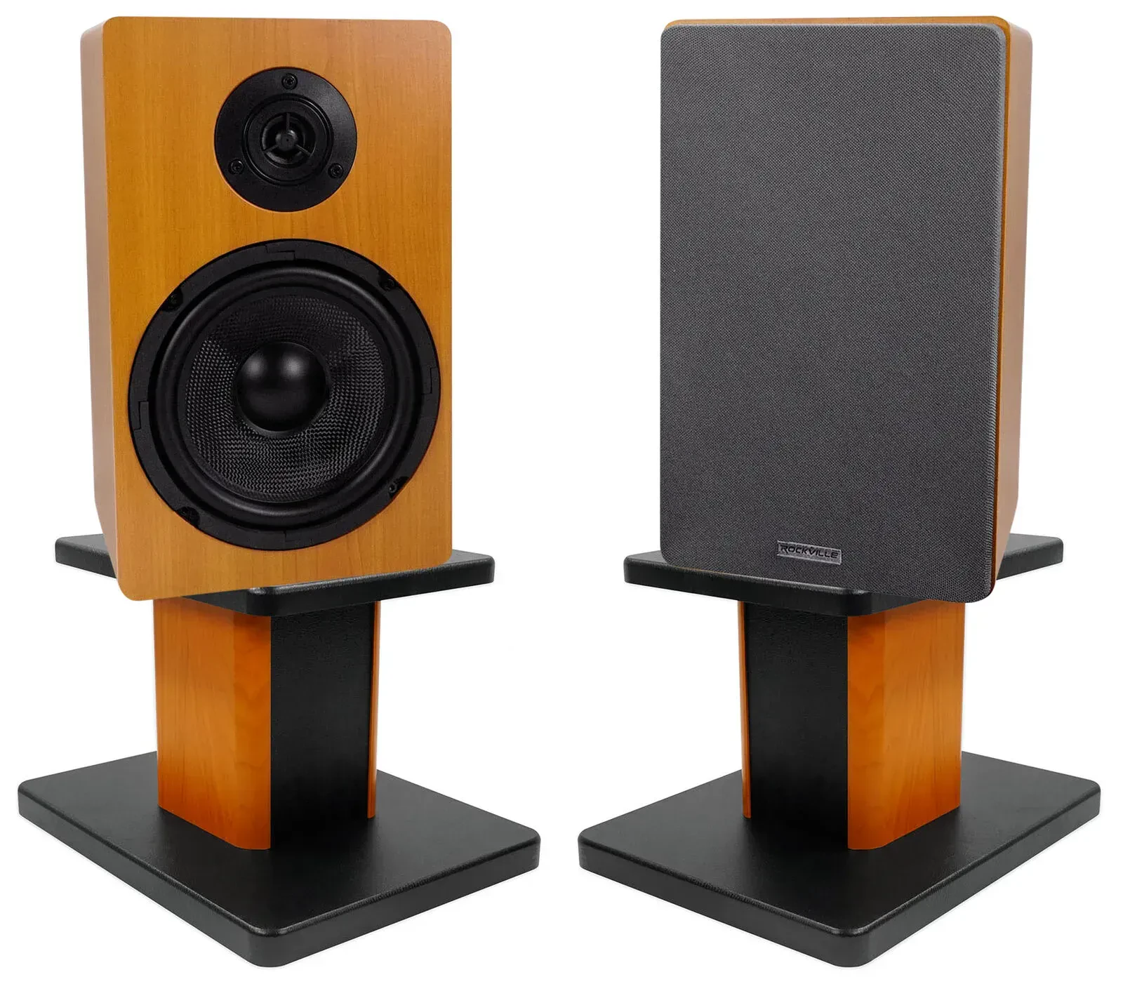 Широкополосная акустическая система Rockville RockShelf 64C Wood со стойками (пара)