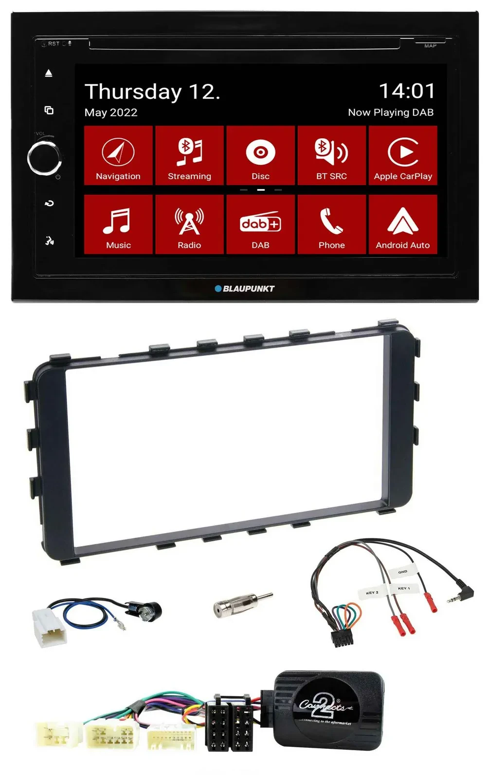Blaupunkt 2DIN Lenkrad Bluetooth USB TMC DAB Navigation für Toyota Yaris 06-11 O