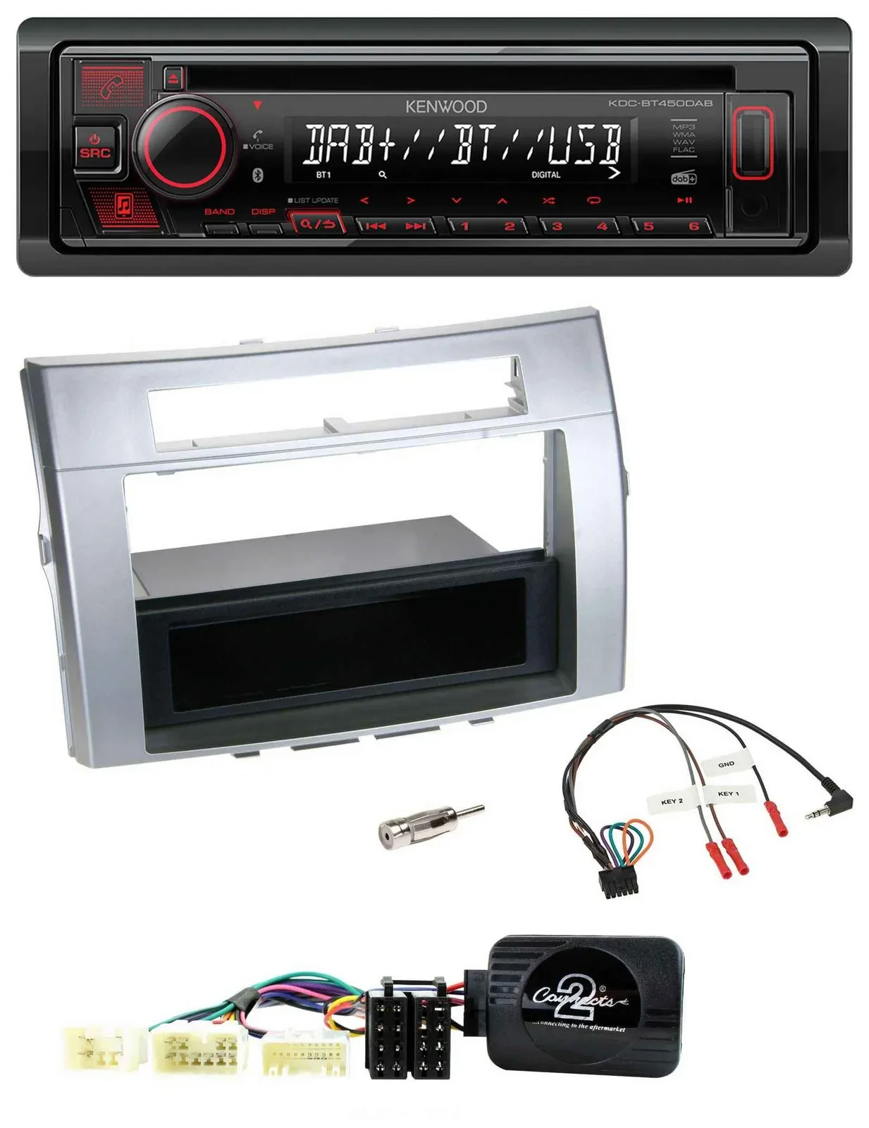 Kenwood Lenkrad CD USB Bluetooth DAB Autoradio für Toyota Corolla Verso 2004-200