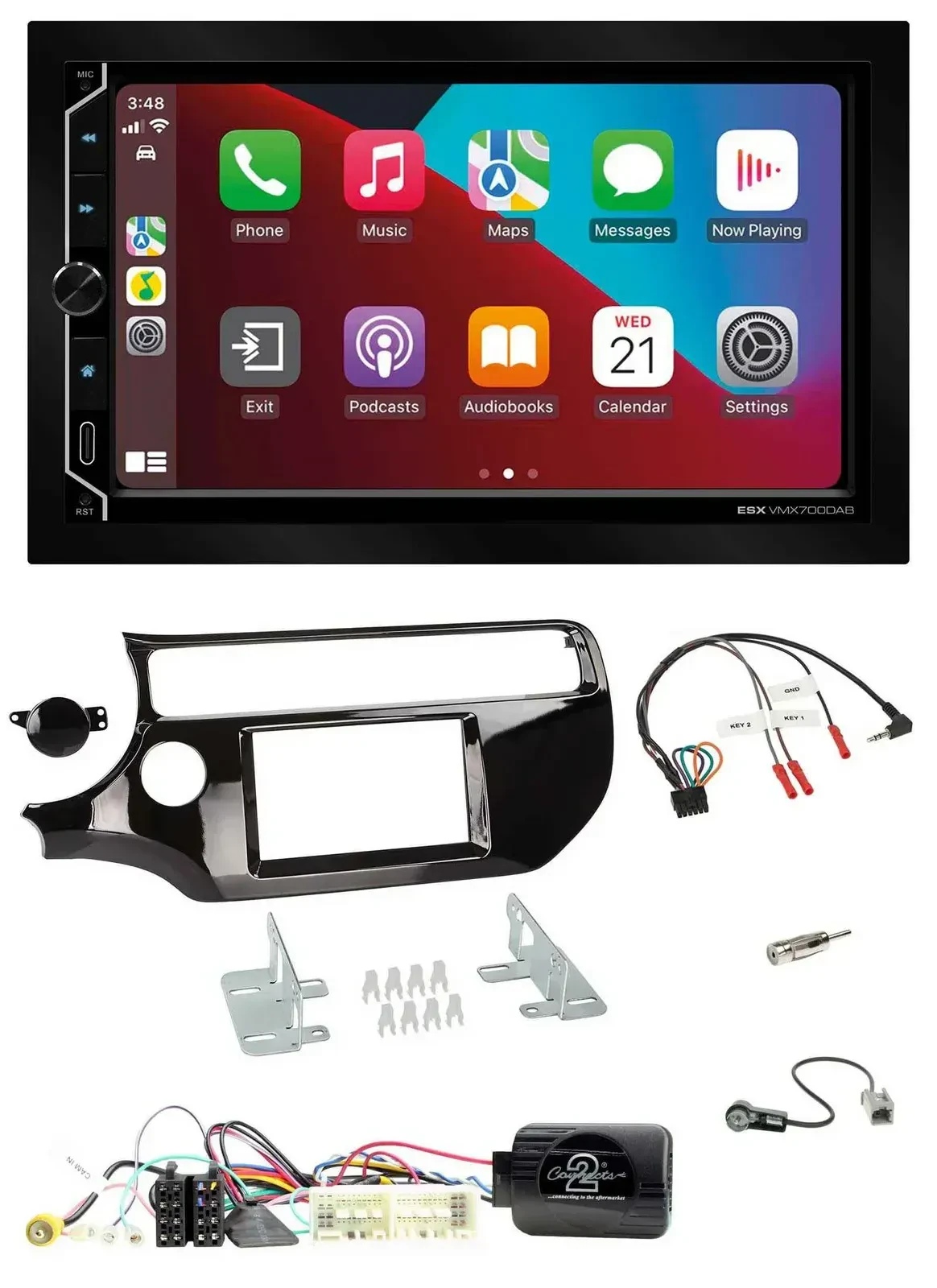 ESX 2DIN DAB USB Lenkrad Bluetooth Autoradio für Kia Rio UB 2017-2023 piano schw