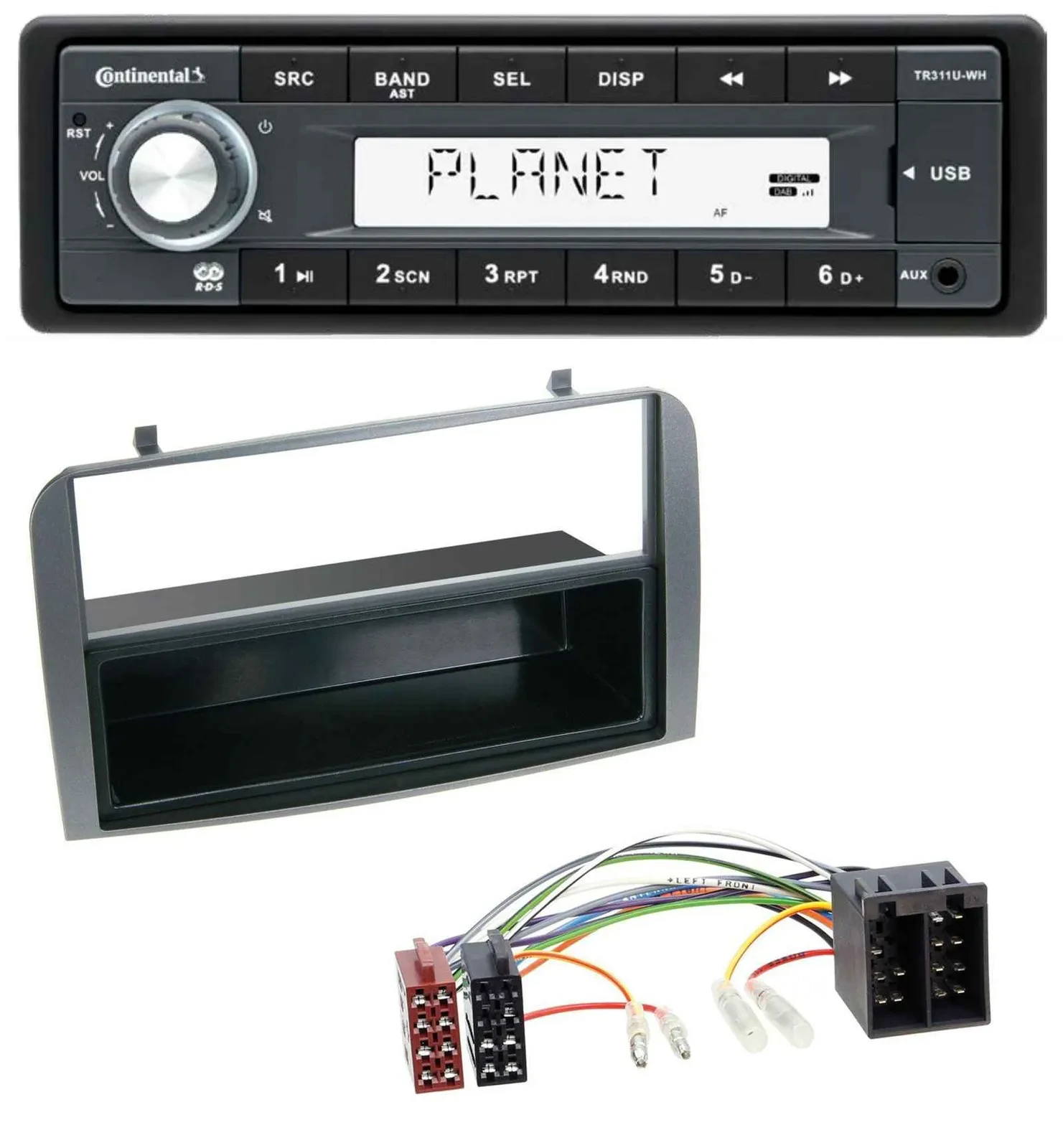 Continental USB MP3 AUX 1DIN Autoradio für Alfa Romeo 147 GT Ablagefach anthrazi
