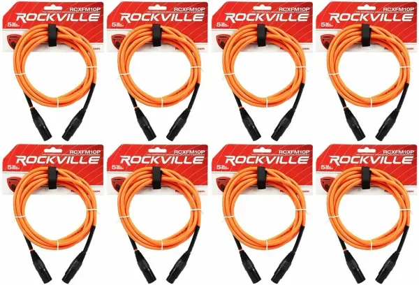 Микрофонный кабель Rockville RCXFM10P-O Orange 3 м (8 штук)