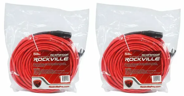 Микрофонный кабель Rockville RCXFM100P-R Red 30.5 м (2 штуки)