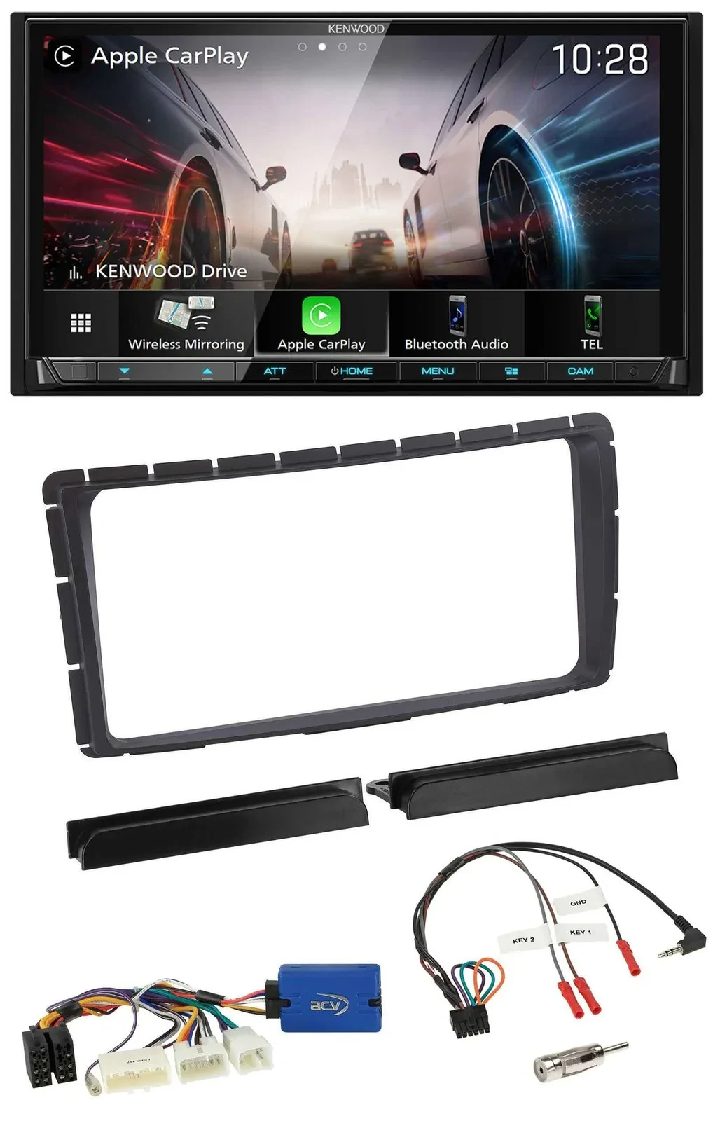 Kenwood Lenkrad 2DIN USB DAB Bluetooth Autoradio für Toyota Hilux ab 2011 28-Pin