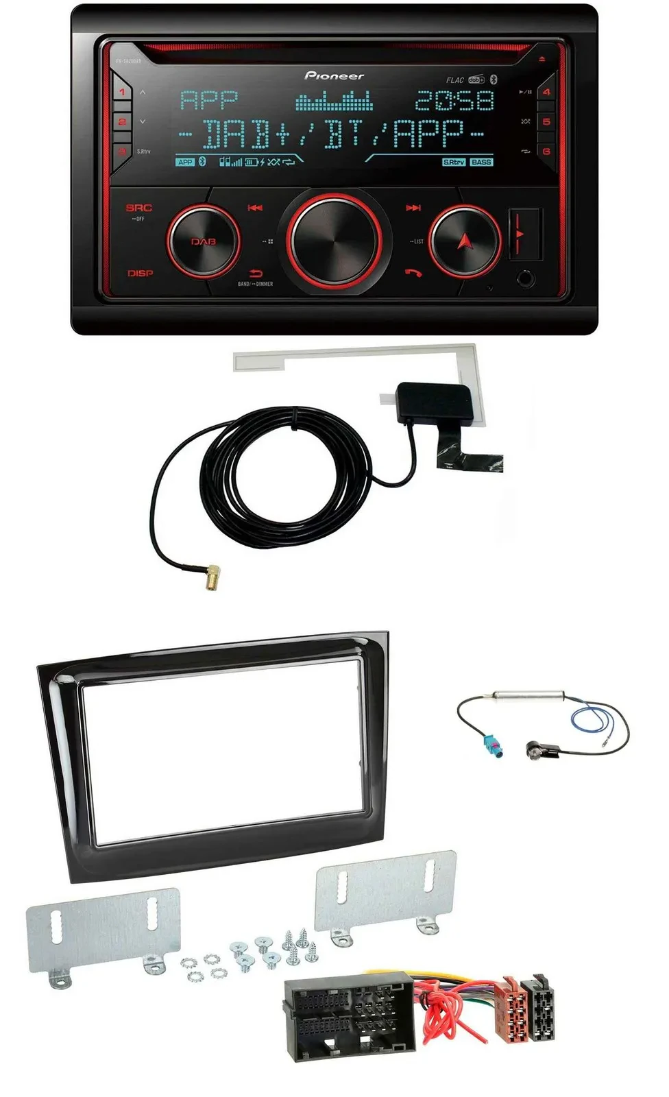 Pioneer 2DIN MP3 DAB USB CD Bluetooth Autoradio für Fiat Doblo ab 2015 piano sch