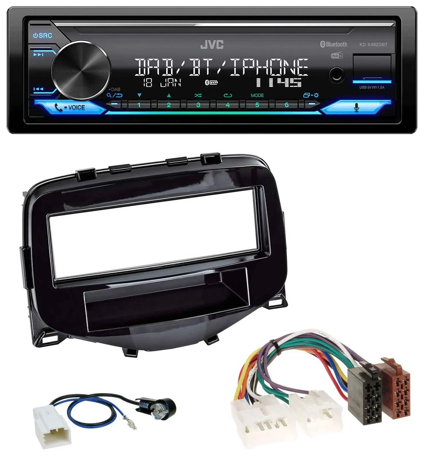 Автомагнитола для Toyota Aygo (2014–2021) JVC Bluetooth DAB USB MP3