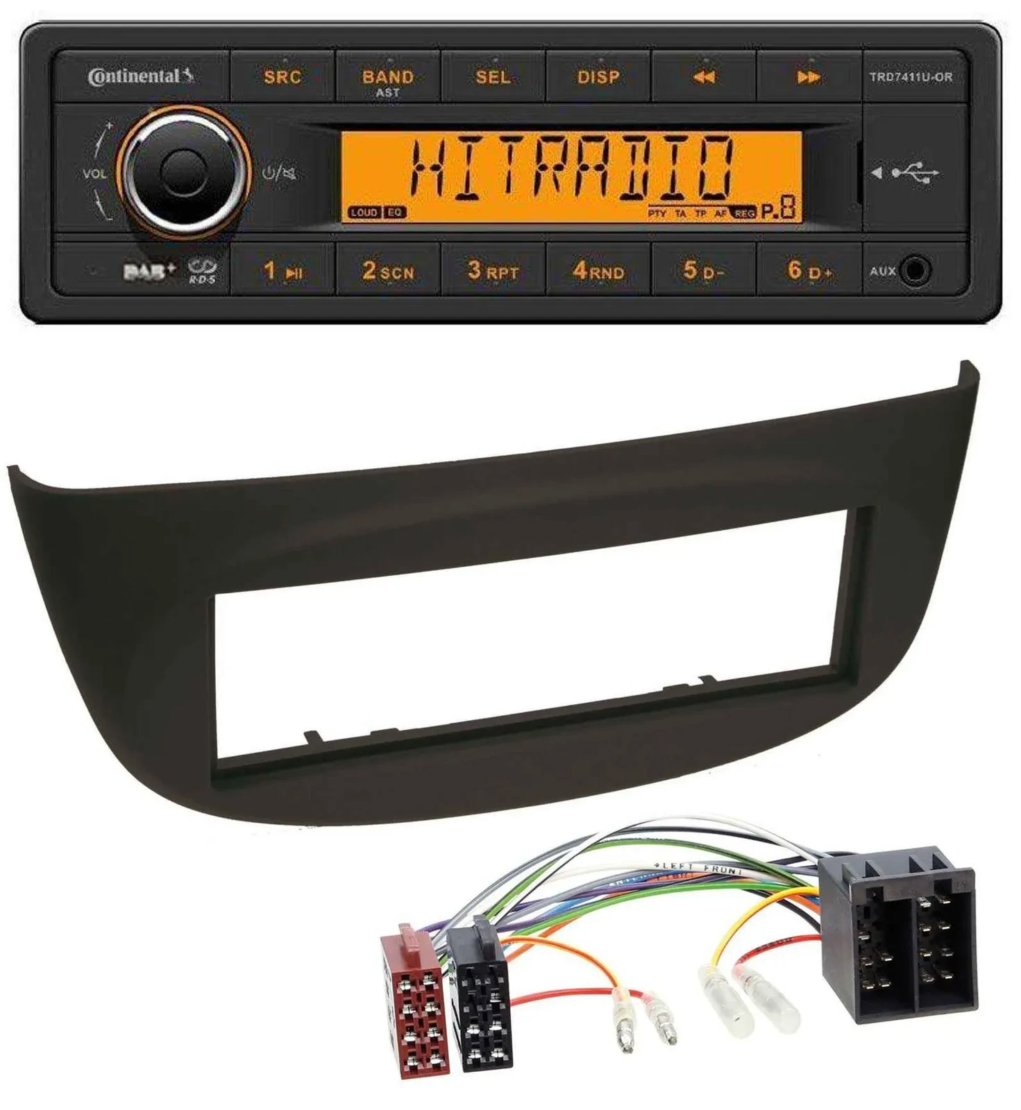 Continental 1DIN DAB MP3 AUX USB Autoradio für Renault Twingo (07-12) schwarz