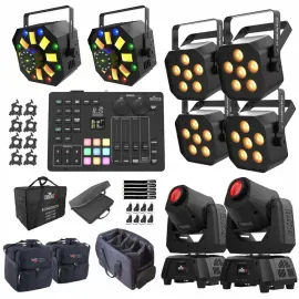 Chauvet DJ EZLink Par Q6BT ILS Pars 4 Pack w LED Effect Fixtures & Command Co...