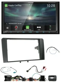 Kenwood Bluetooth USB 2DIN Lenkrad TMC DAB Navigation für Audi A3 8P 2003-2012 A