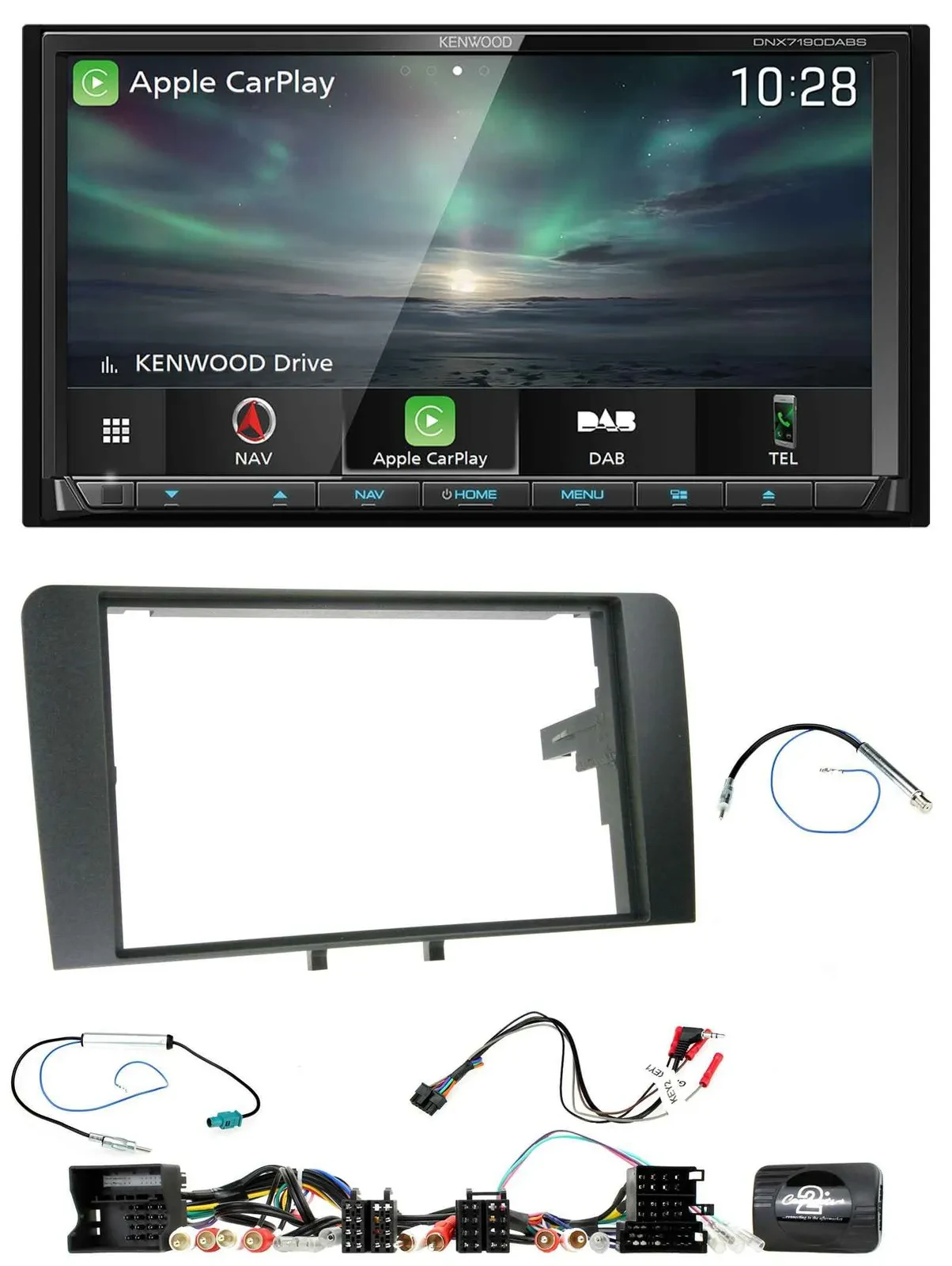 Kenwood Bluetooth USB 2DIN Lenkrad TMC DAB Navigation für Audi A3 8P 2003-2012 A