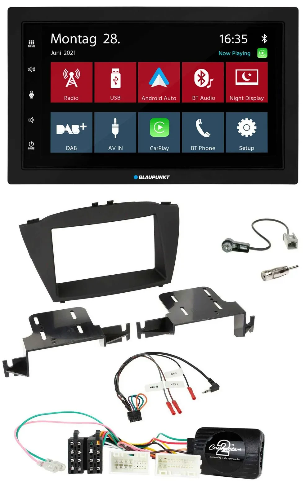 Blaupunkt Lenkrad Bluetooth DAB 2DIN USB Autoradio für Hyundai ix35 ab 2013 ohne