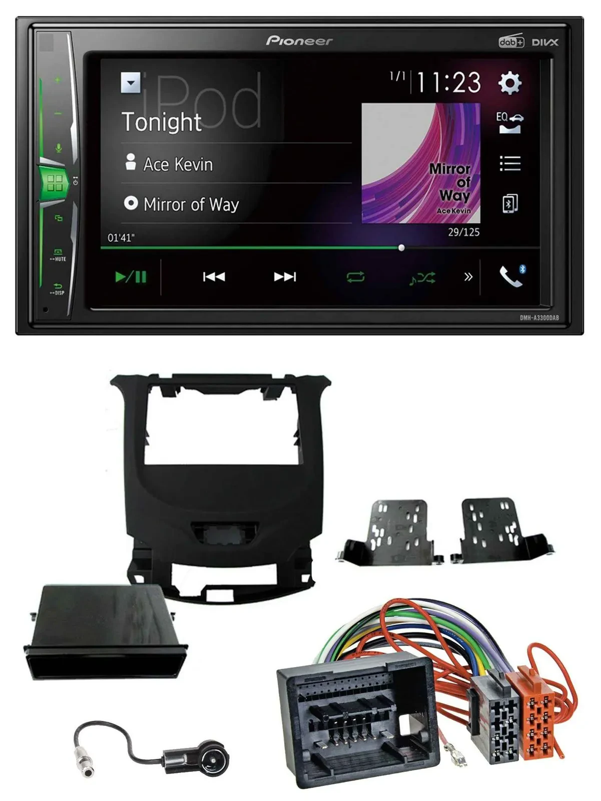 Автомагнитола Pioneer 2-DIN MP3 DAB USB Bluetooth для Chevrolet Cruze (с 2016), черный глянец