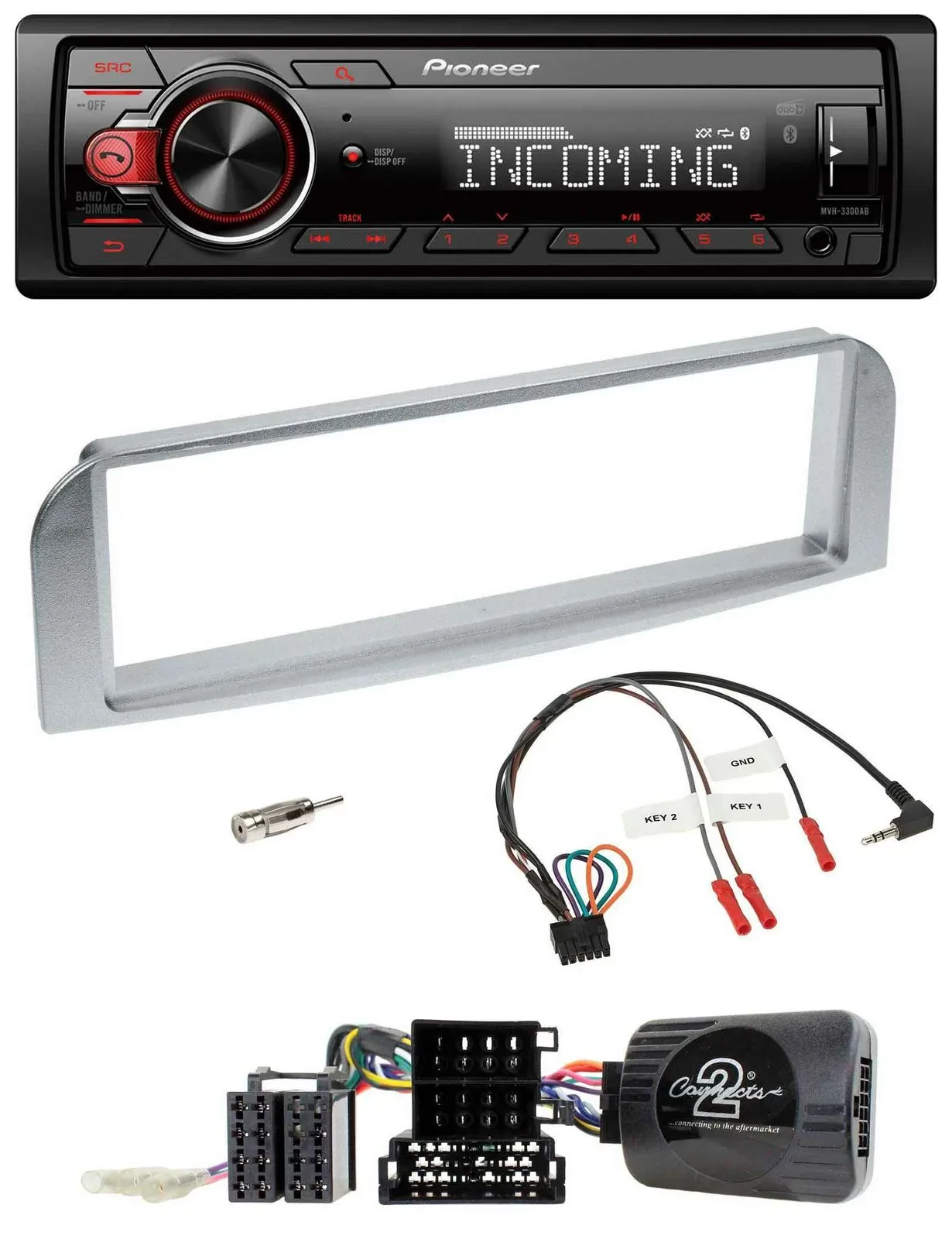 Автомагнитола Pioneer Bluetooth USB DAB для Alfa GT 147 (2007–2010) серебристо-серая
