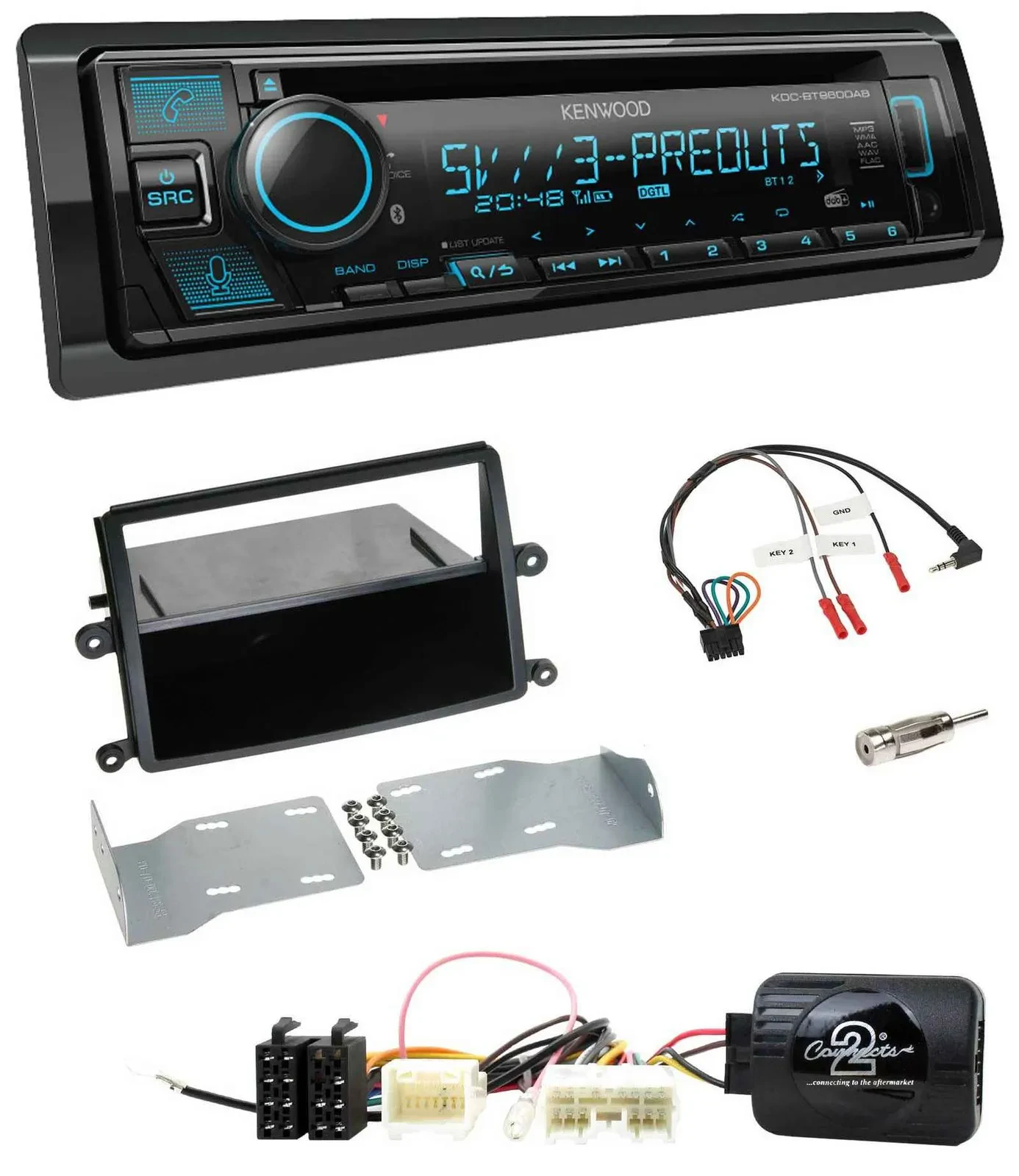 Kenwood Bluetooth USB CD Lenkrad DAB Autoradio für Mitsubishi L200 2006-2015