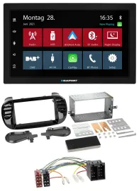 Blaupunkt MP3 Bluetooth DAB 2DIN USB Autoradio für Fiat 500 bis 2012 glänzend sc
