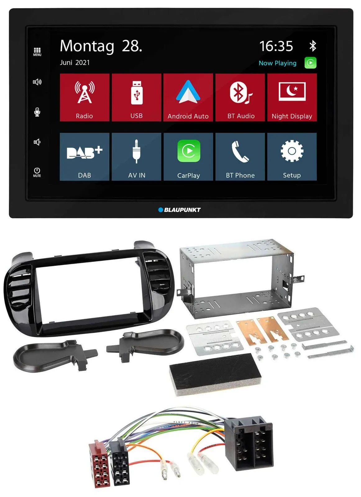 Blaupunkt MP3 Bluetooth DAB 2DIN USB Autoradio für Fiat 500 bis 2012 glänzend sc