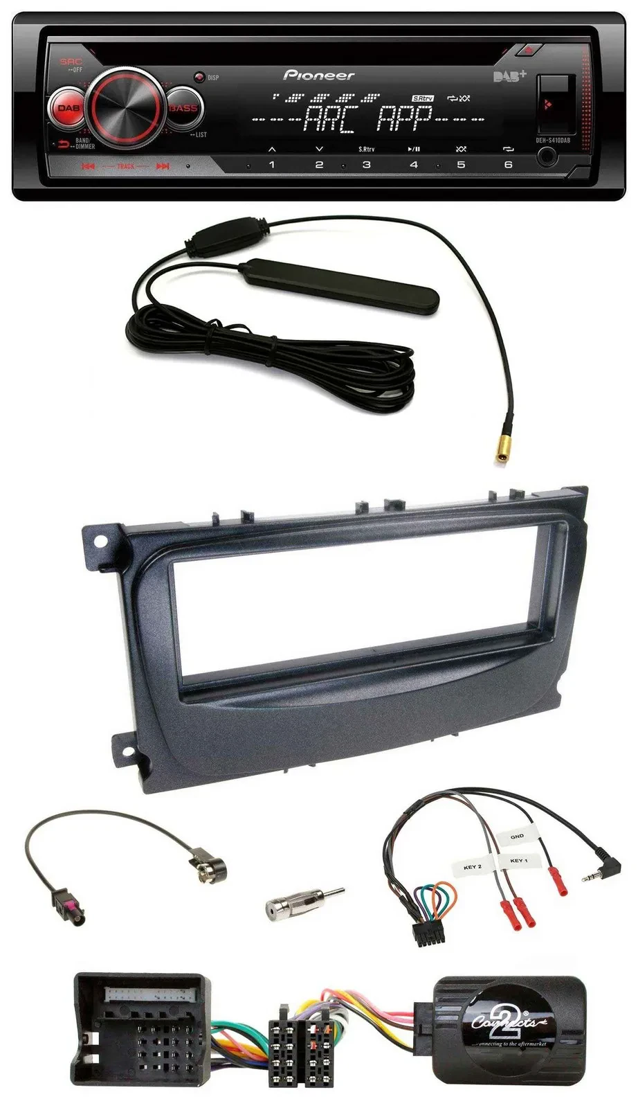 Pioneer CD USB Lenkrad DAB MP3 Autoradio für Ford S-Max Mondeo 07-14 schwarz