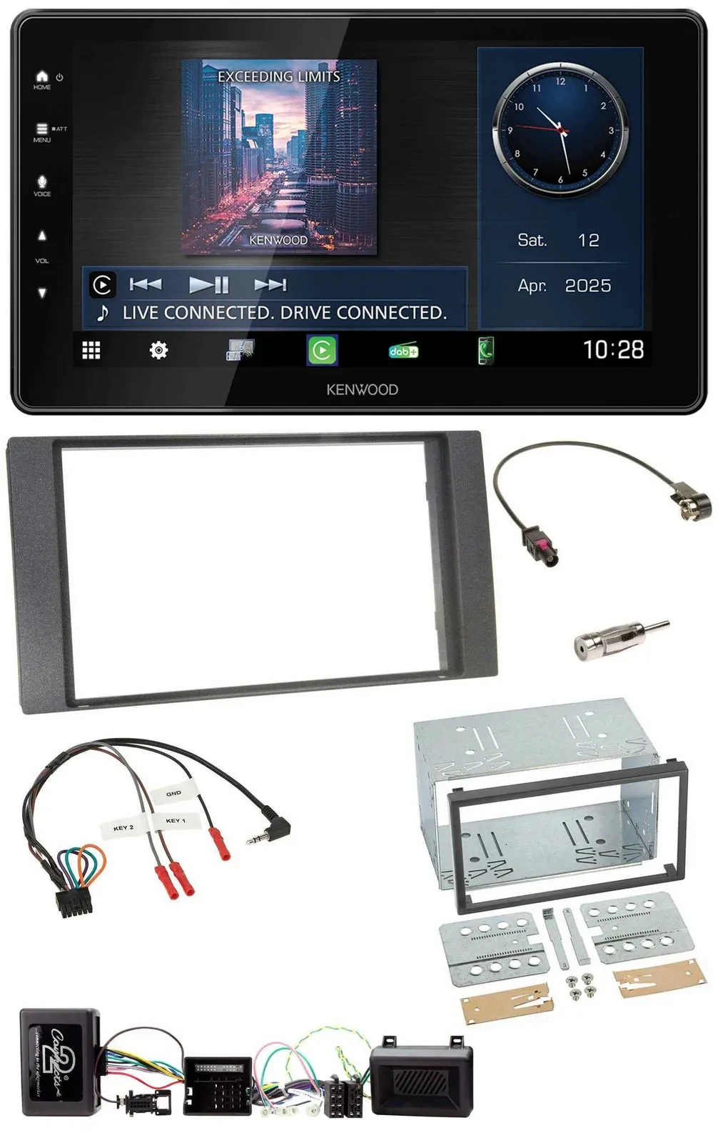 Автомагнитола для Ford Kuga 2008–2012 Kenwood Bluetooth, USB, DAB, антрацит