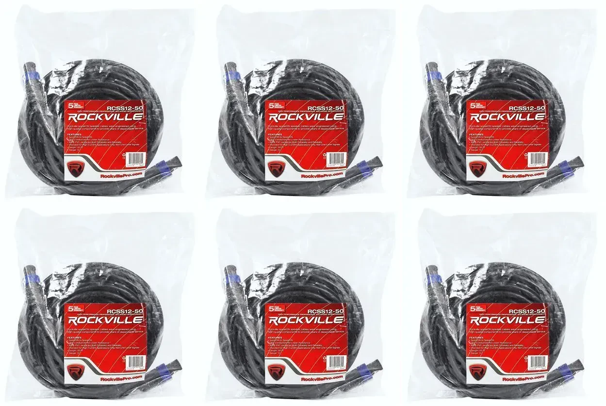 Спикерный кабель Rockville RCSS1250 Black 15.25 м (6 штук)