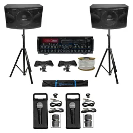 Rockville Karaoke Machine System w/ Pair 12" Speakers+Bluetooth Mixer Amp+Mics