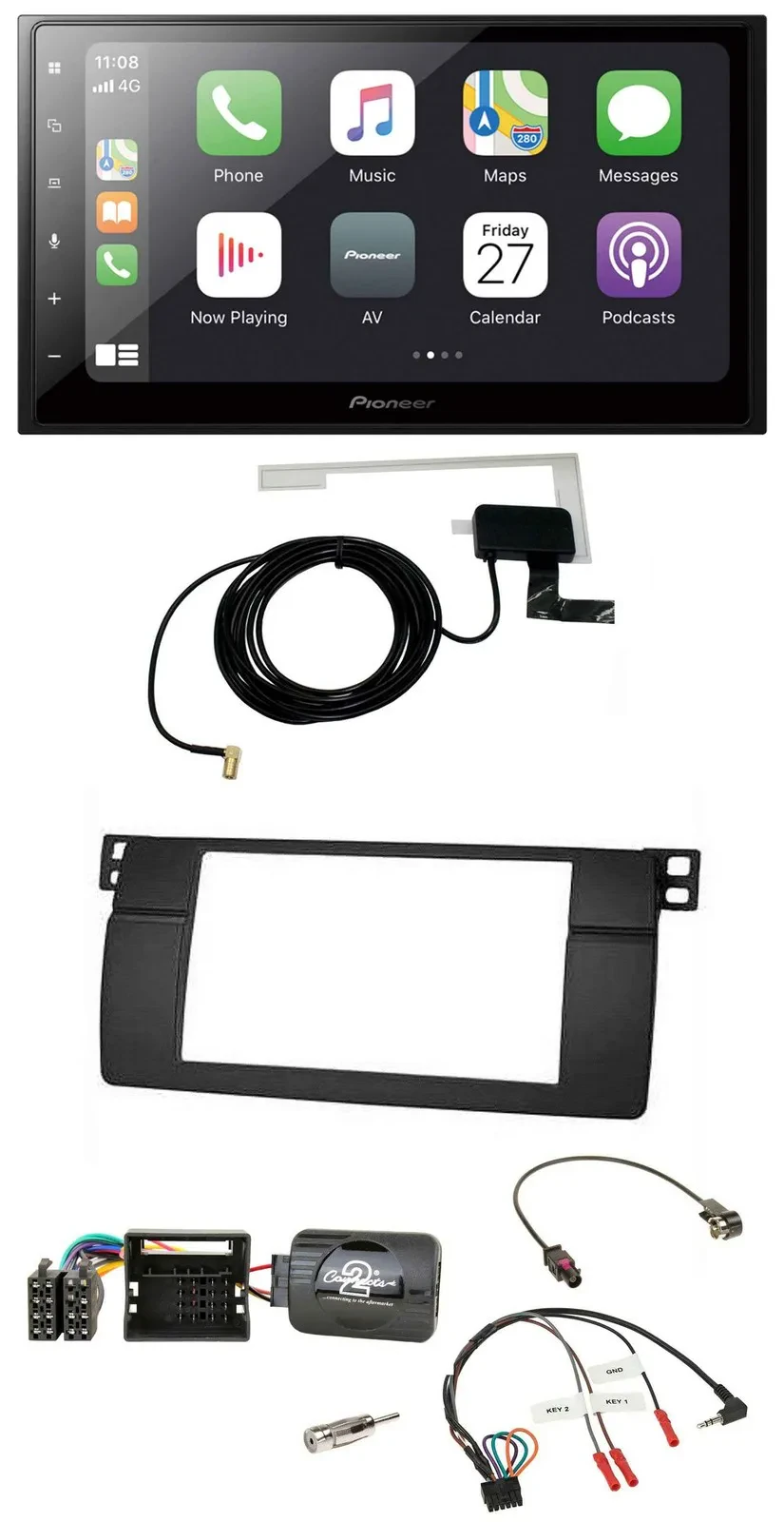 Pioneer USB Lenkrad 2DIN Bluetooth DAB Autoradio für BMW 3er E46 2001-2006 Profi