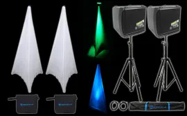 2 Mackie DLM8 2000W 8" Powered Active PA Speakers+2)Stands+2)Cables+Carry Case