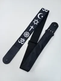 MZ-RG-5-1ApSymbolsBk Ремень для гитары, черный, аппликация Символы, MEZZO