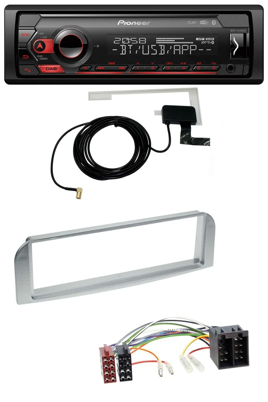 Pioneer DAB USB MP3 Bluetooth Autoradio für Alfa Romeo 147, GT - silbergrau