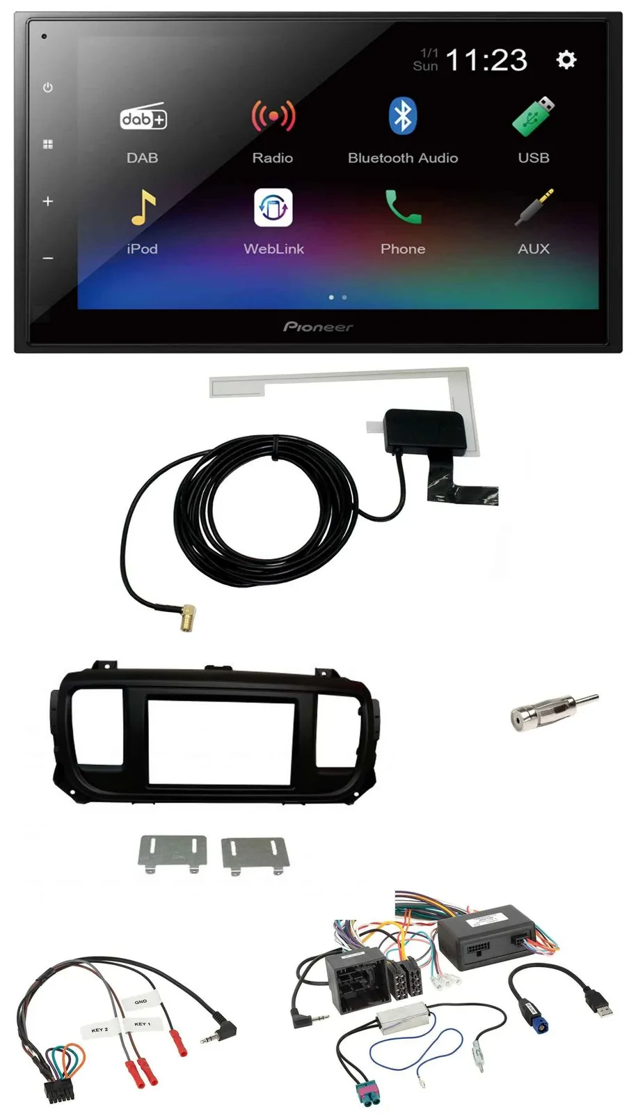 Pioneer DAB Lenkrad Bluetooth 2DIN USB Autoradio für Citroen Jumpy Spacetourer P