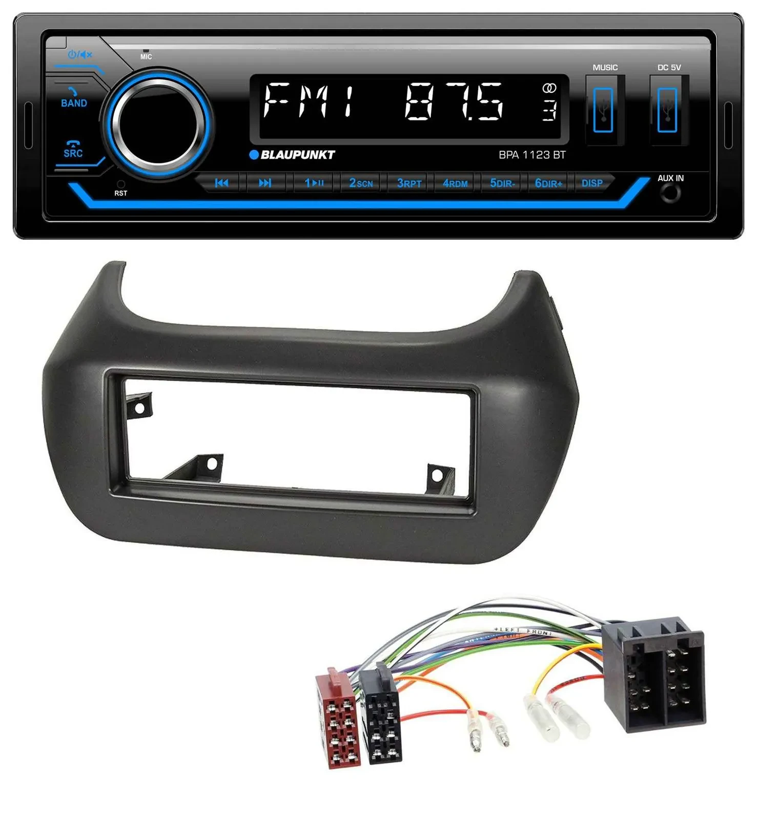 Blaupunkt MP3 Bluetooth USB AUX Autoradio für Fiat Fiorino Qubo Citroen Nemo Peu