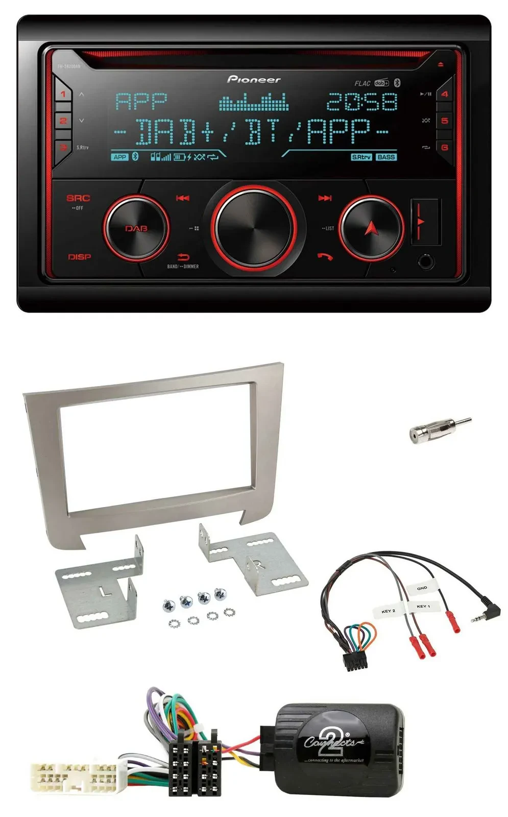 Pioneer 2DIN DAB Lenkrad Bluetooth USB CD Autoradio für SSangYong Rexton ab 2013