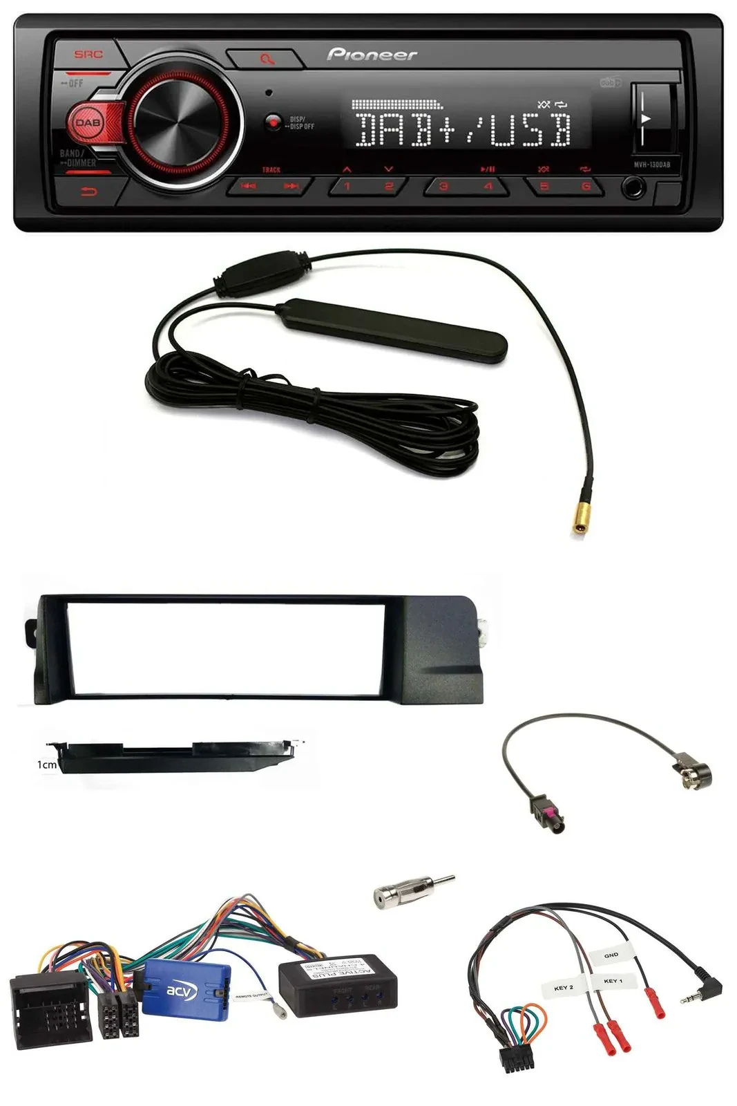 Pioneer MP3 DAB 1DIN Lenkrad USB Autoradio für BMW 3er 01-07 E46 schwarz HQ