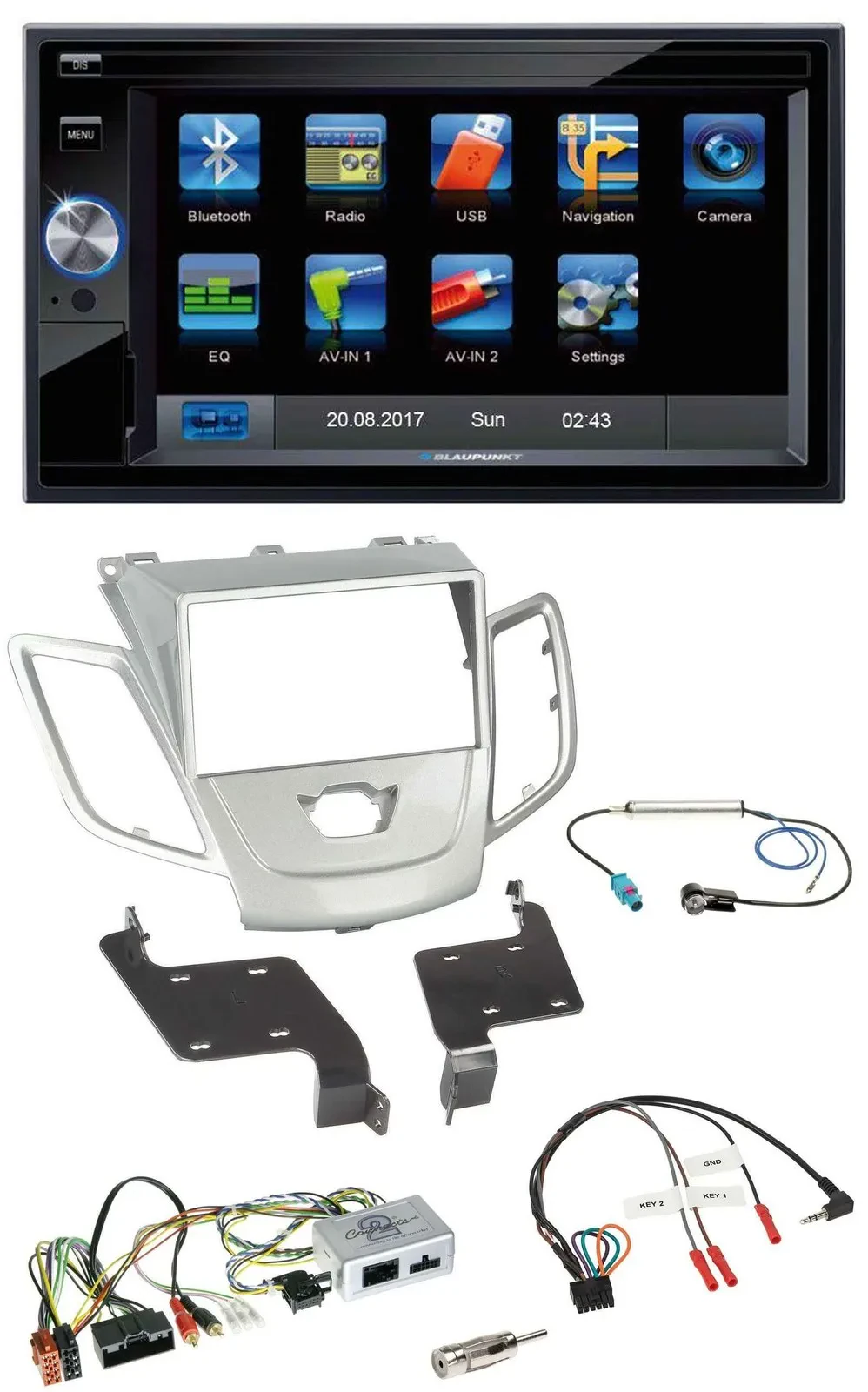 Blaupunkt Lenkrad USB Bluetooth TMC 2DIN Navigation für Ford Fiesta 2010-2017 si