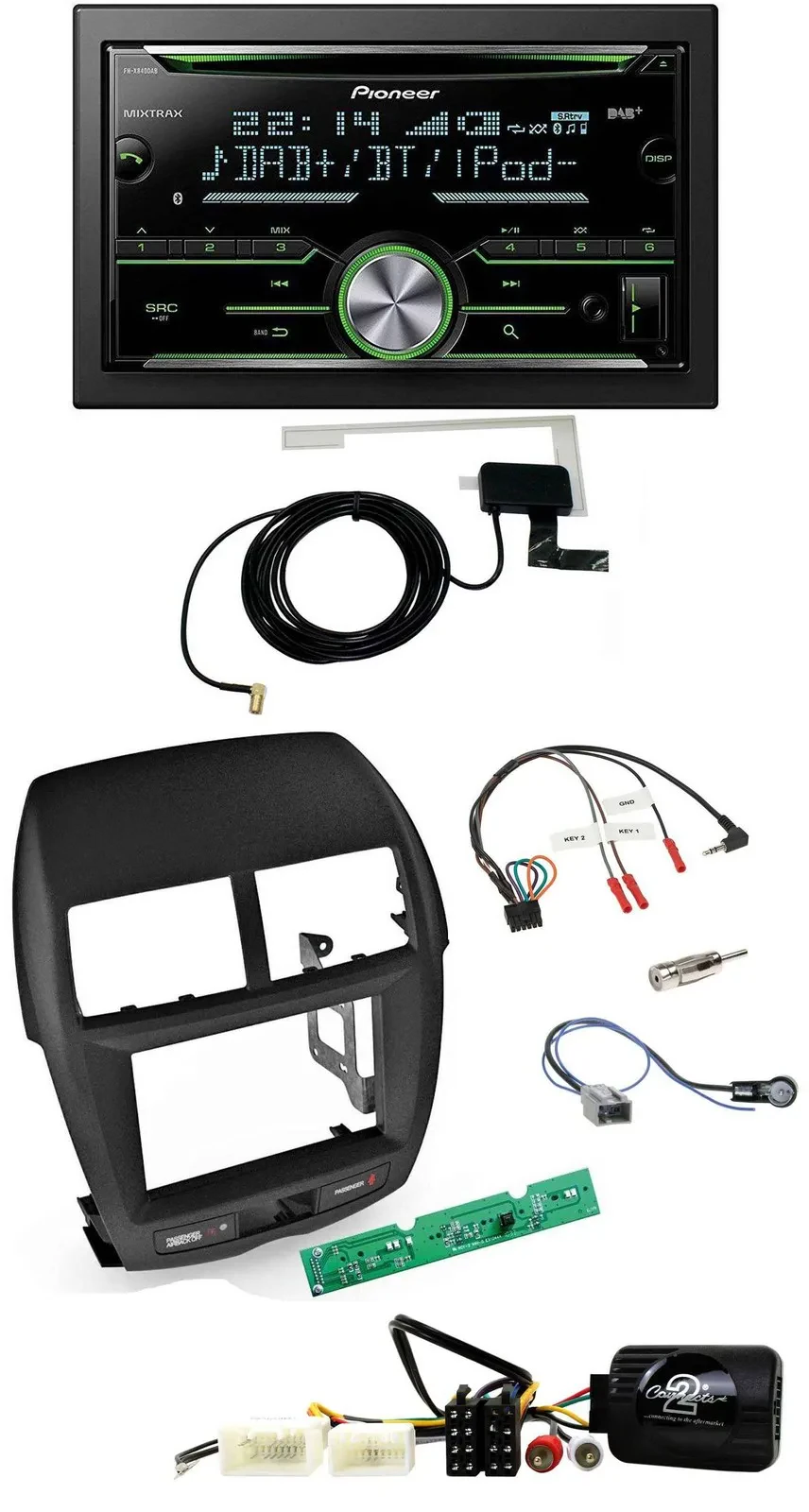 Автомагнитола для Mitsubishi ASX 2010–2014 Pioneer 2DIN, CD, USB, Bluetooth, DAB, поддержка управления с руля