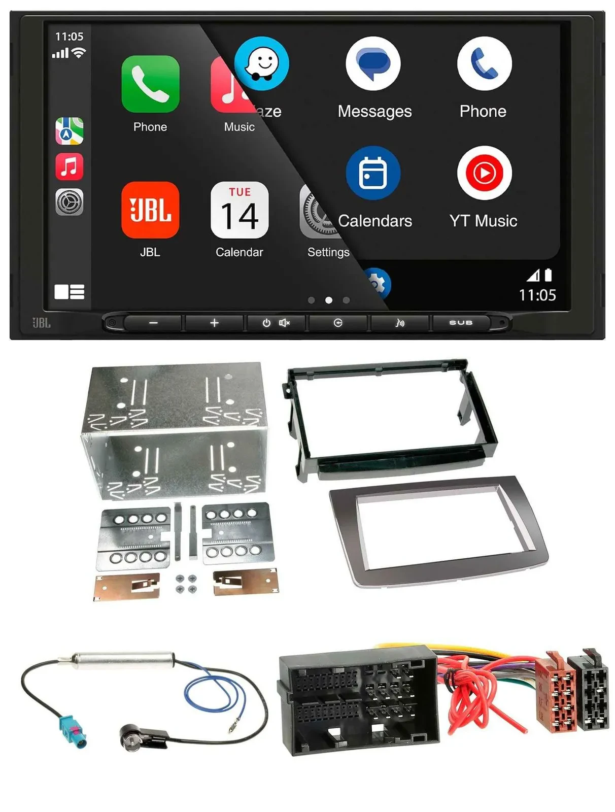 JBL USB 2DIN MP3 Bluetooth AUX Autoradio für Alfa Romeo Mito ab 14 955 silber