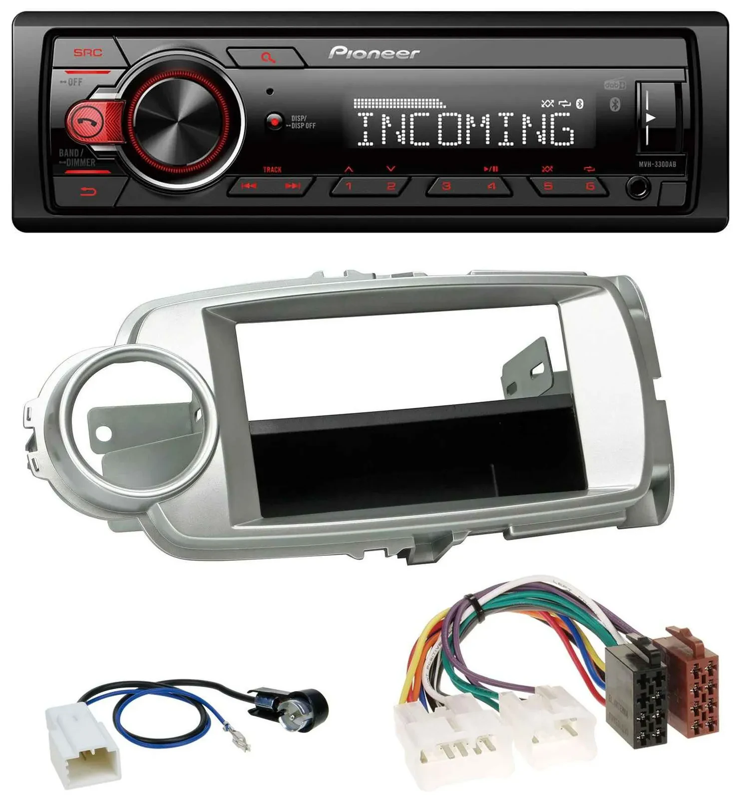 Pioneer Bluetooth USB DAB MP3 Autoradio für Toyota Yaris (11-14) - silber