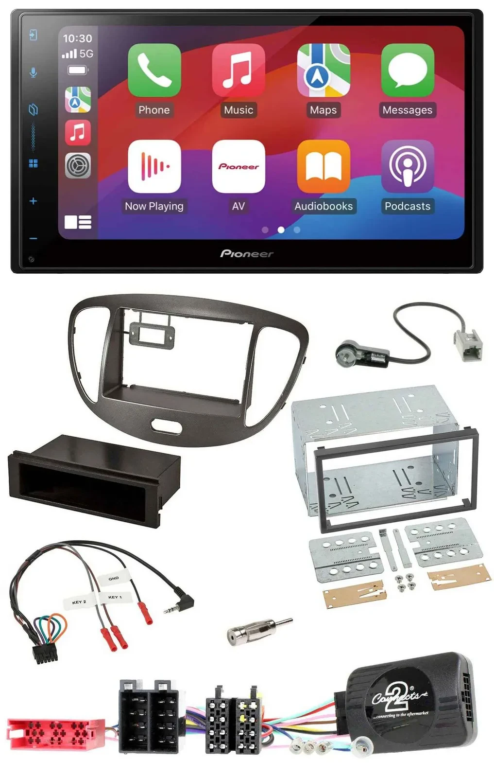 Pioneer DAB USB Lenkrad Bluetooth 2DIN Autoradio für Hyundai i10 2009-13 dunkels