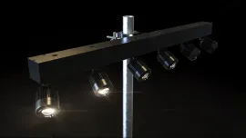 3) Chauvet DJ Pinspot Bar DMX 18) Independant Pinspot Lights+Bags+Fogger+Cables